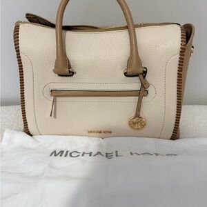 Michael Kors Cream and Brown Satchel